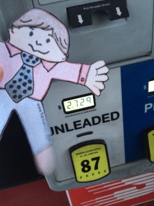 Stanley helps pump gas